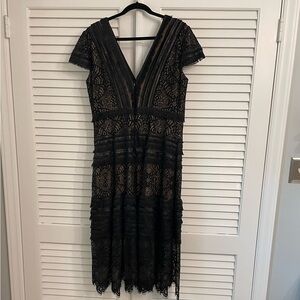 Tadashi Shoji Black Lace Midi Dress